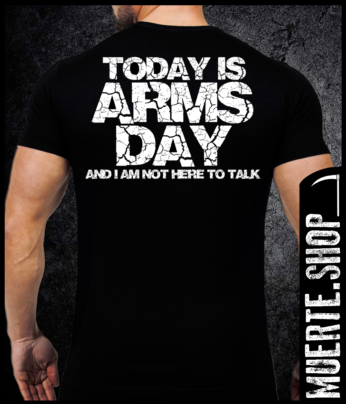 Черна тениска FITNESS ARMS DAY